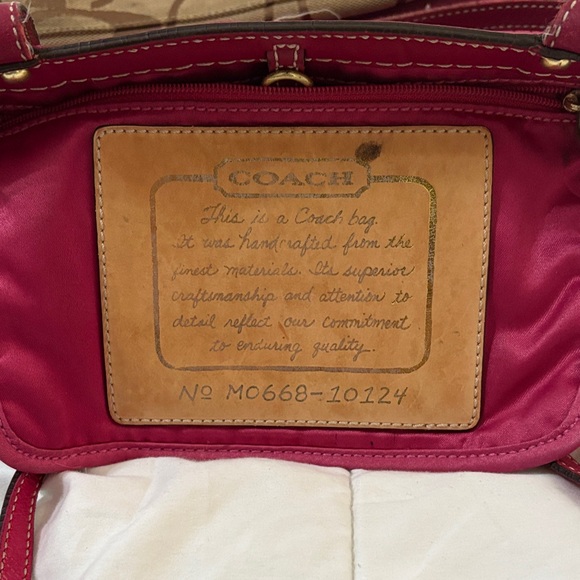 Coach Tan and Pink Signature Tote - Picture 3 of 3